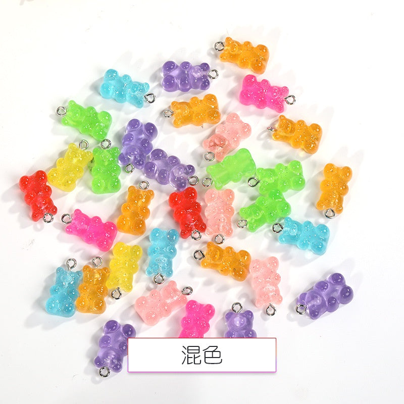 Cute Pendant Resin Bear Jelly Color Children's pendant phone case Diy handmade jewelry