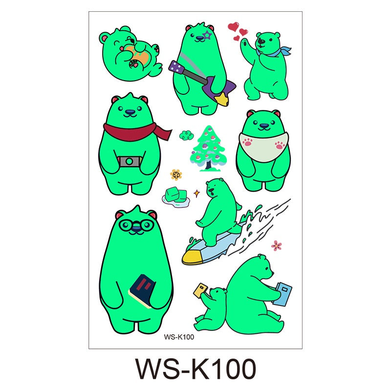 [Genuine goods in stock] Cartoon luminous tattoo stickers are durable, beautiful and fashionable. Personalized tattoo stickers include dinosaurs, mermaids,, luminous stickers