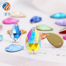 Non-fading Flat Bottom Rhinestone Water Drop Hand Seam Rhinestone Super Bright AB Color Rhinrhinee White Box Pack Whole Piece Packaging