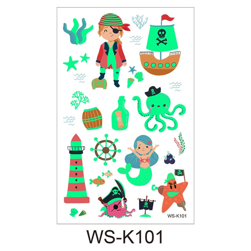 [Genuine goods in stock] Cartoon luminous tattoo stickers are durable, beautiful and fashionable. Personalized tattoo stickers include dinosaurs, mermaids,, luminous stickers