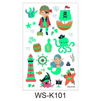 [Genuine goods in stock] Cartoon luminous tattoo stickers are durable, beautiful and fashionable. Personalized tattoo stickers include dinosaurs, mermaids,, luminous stickers