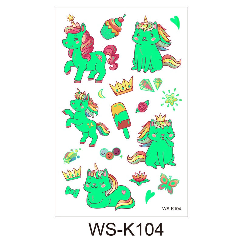 [Genuine goods in stock] Cartoon luminous tattoo stickers are durable, beautiful and fashionable. Personalized tattoo stickers include dinosaurs, mermaids,, luminous stickers