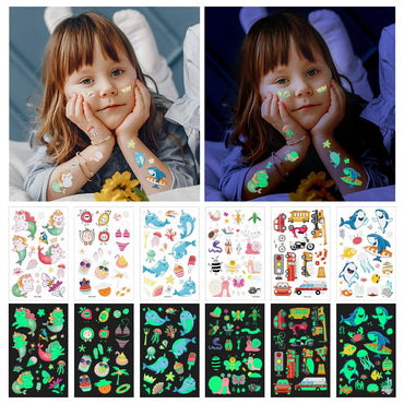 [Genuine goods in stock] Cartoon luminous tattoo stickers are durable, beautiful and fashionable. Personalized tattoo stickers include dinosaurs, mermaids,, luminous stickers