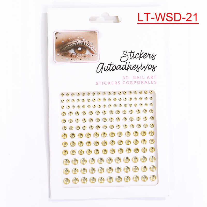 Cross-Border Hot Sell Face Rhinestone Diamond Sticker Eyebrow Eye Pad Forehead Face Decoration Acrylic Crystal Sticker Party Diamond Sticker