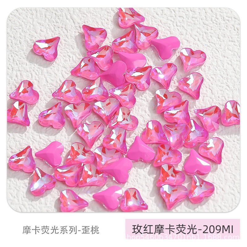 Nail Art Ornament Crystal 20pcs Sweet Heart Shap Mocha Fluorescence Color Jewelry Diy Rhinestone