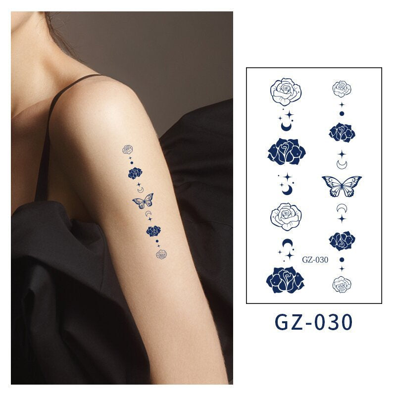 [Genuine goods in stock] New tattoo stickers trend non-reflective lifelike effect tattoo butterfly small fresh waterproof tattoo stickers for men and women Fashion accessories Kore