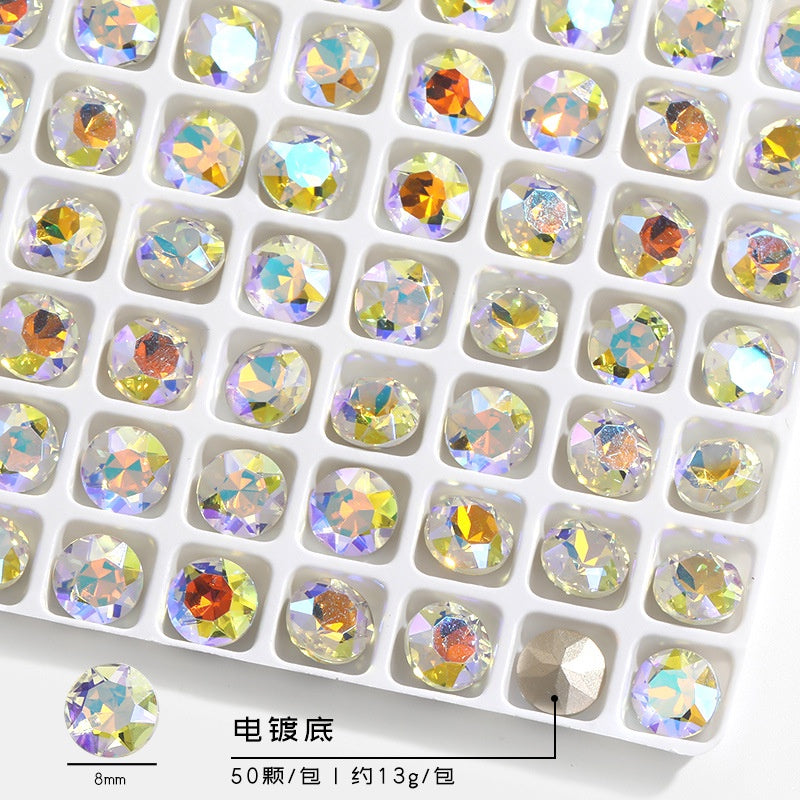 Hot Sell K9 Fancy Point Bottom Gemstone Flower Shape Nail Art Decoration Crystal Rhinestone