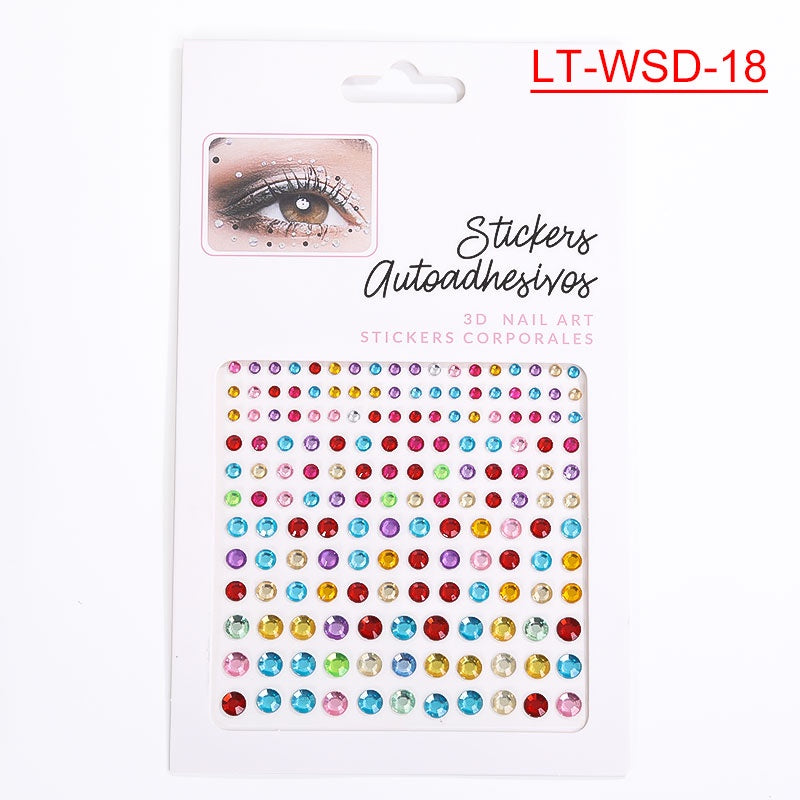 Cross-Border Hot Sell Face Rhinestone Diamond Sticker Eyebrow Eye Pad Forehead Face Decoration Acrylic Crystal Sticker Party Diamond Sticker