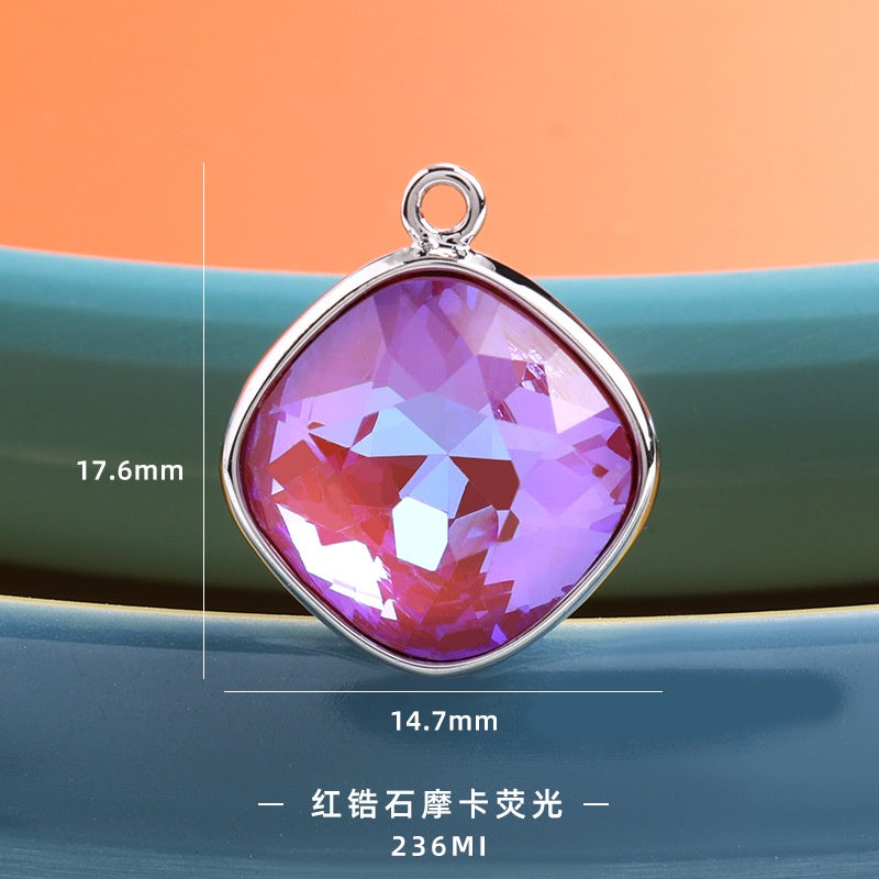 Korean Style Beauty Color Cushion Shaoe Alloy Crystal Rhinestone Pendant