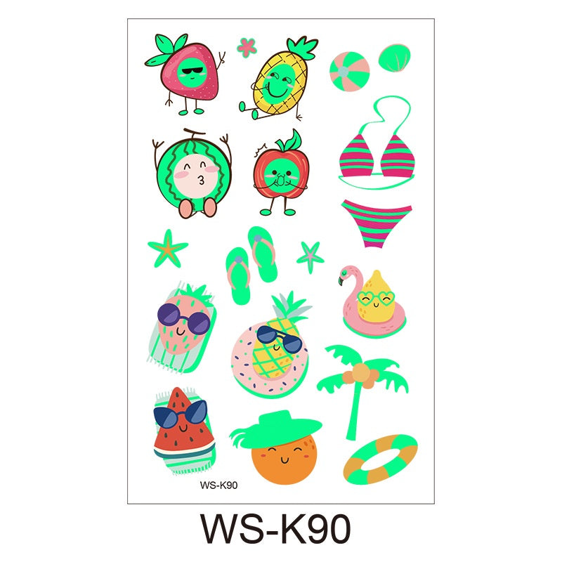 [Genuine goods in stock] Cartoon luminous tattoo stickers are durable, beautiful and fashionable. Personalized tattoo stickers include dinosaurs, mermaids,, luminous stickers