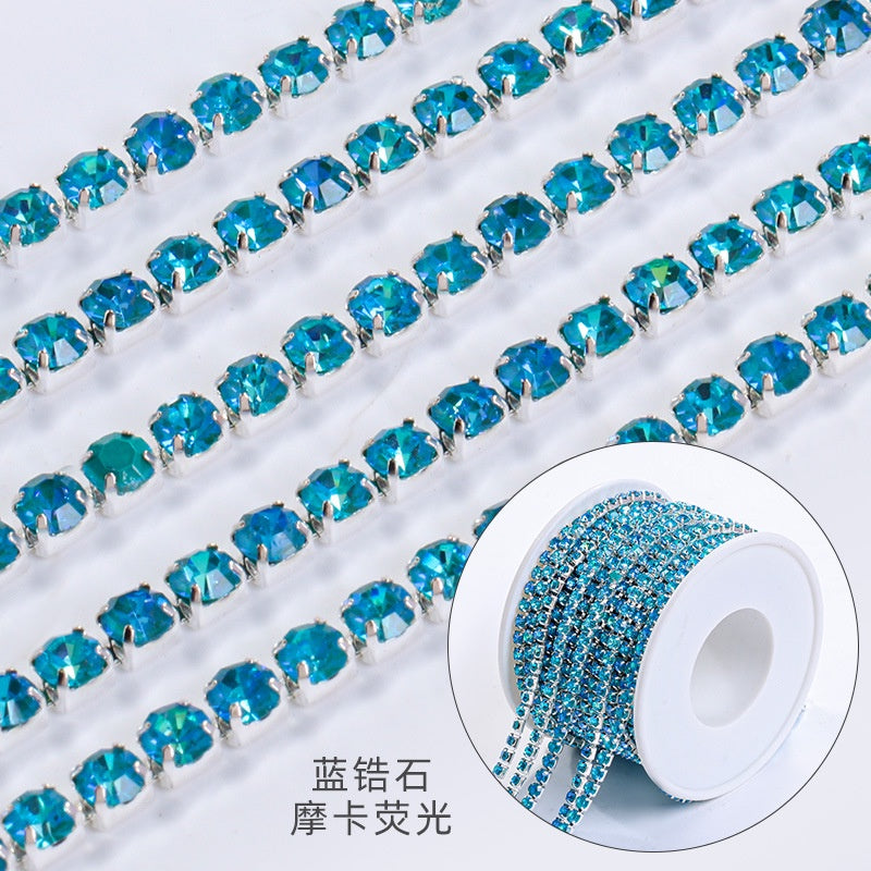 【ready stock】Copper silver bottom colorful high-end glass close claw water drill mocha fluorescent DIY accessories accessories accessories