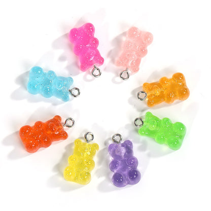 Cute Pendant Resin Bear Jelly Color Children's pendant phone case Diy handmade jewelry