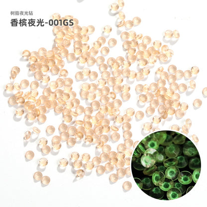 Glow In Dark Luminous Resin Round Rhinestone Flatback Colorful Nail Art Rhinestone for Phone Case