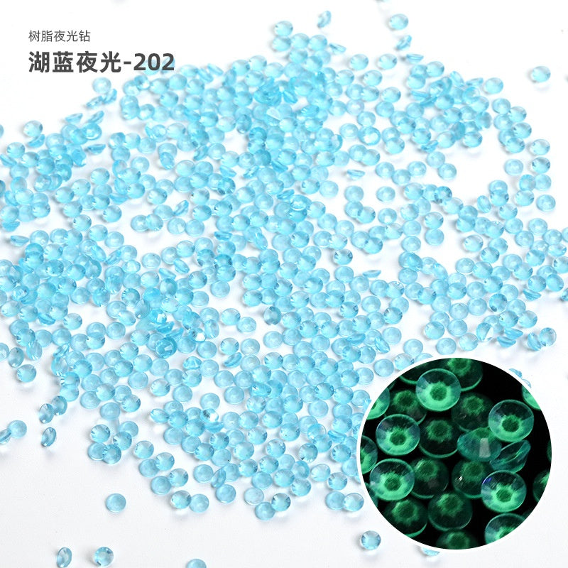 Glow In Dark Luminous Resin Round Rhinestone Flatback Colorful Nail Art Rhinestone for Phone Case