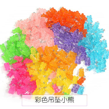Cute Pendant Resin Bear Jelly Color Children's pendant phone case Diy handmade jewelry