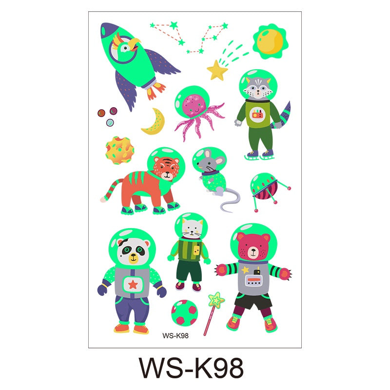 [Genuine goods in stock] Cartoon luminous tattoo stickers are durable, beautiful and fashionable. Personalized tattoo stickers include dinosaurs, mermaids,, luminous stickers