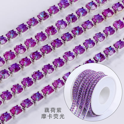 【ready stock】Copper silver bottom colorful high-end glass close claw water drill mocha fluorescent DIY accessories accessories accessories