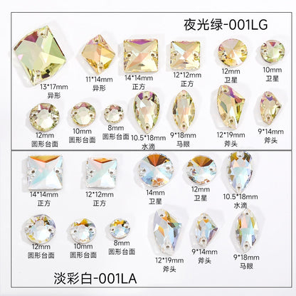 Non-fading Flat Bottom Rhinestone Water Drop Hand Seam Rhinestone Super Bright AB Color Rhinrhinee White Box Pack Whole Piece Packaging