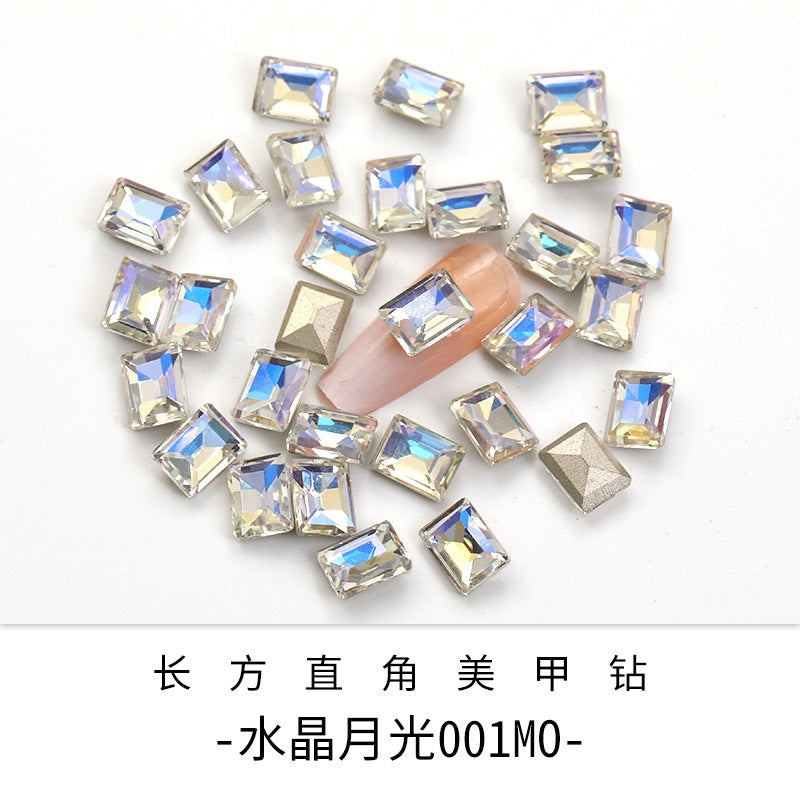【ready stock】New Design 6*8mm Step Cut 3D Nail Art Rhinestone K9 Nails For DIY Decals Nail Shiny Crystals