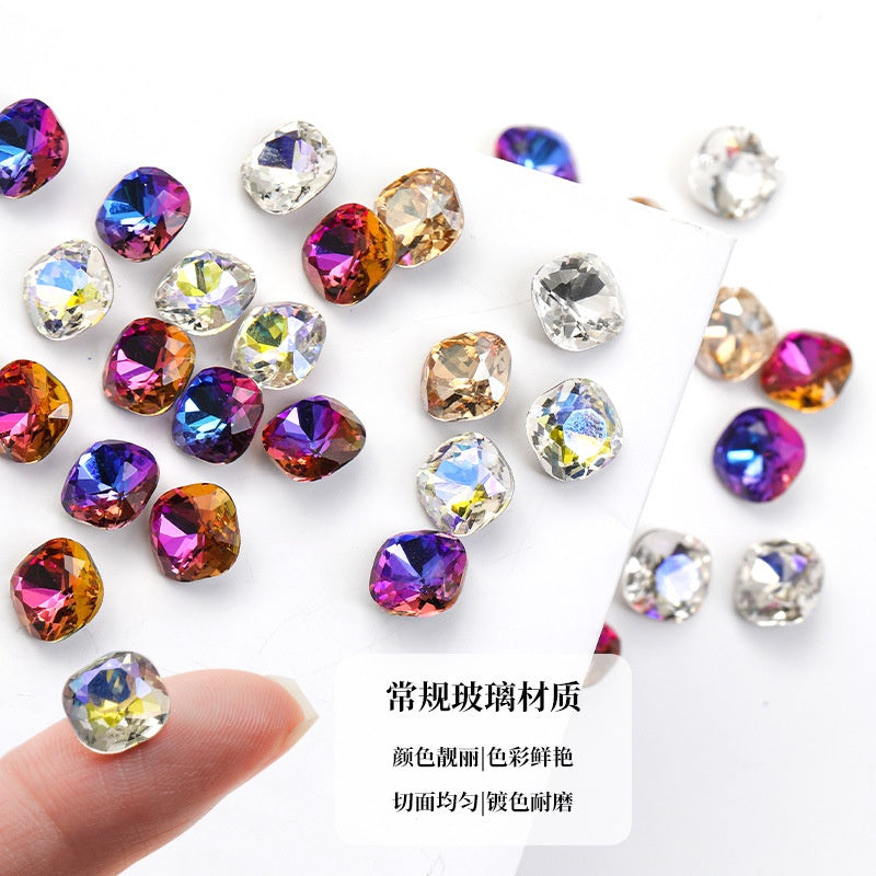 Square Pointed Bottoming Rhinestone Nail Art Deco Crystal Diy Square Cushion Shape Nail Art Deco Crystal Diy Diamond Nail Patch