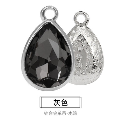 Korean Style Drop Shap Crystal Rhinestone Zine Alloy Pendant Girls Earring Ornament