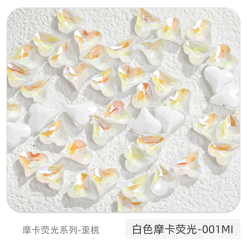 Nail Art Ornament Crystal 20pcs Sweet Heart Shap Mocha Fluorescence Color Jewelry Diy Rhinestone