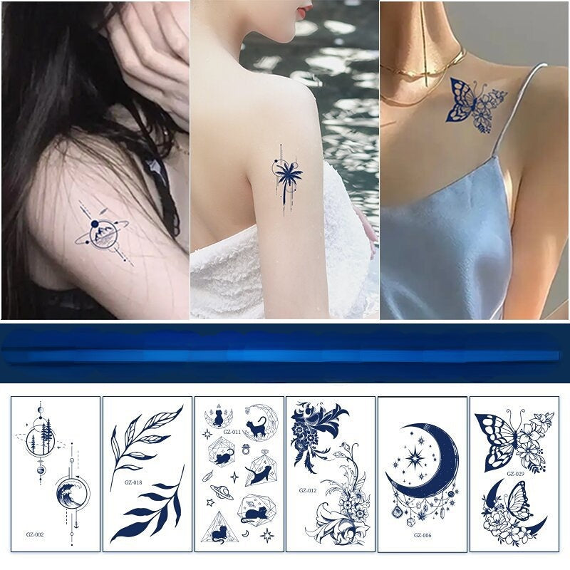 [Genuine goods in stock] New tattoo stickers trend non-reflective lifelike effect tattoo butterfly small fresh waterproof tattoo stickers for men and women Fashion accessories Kore
