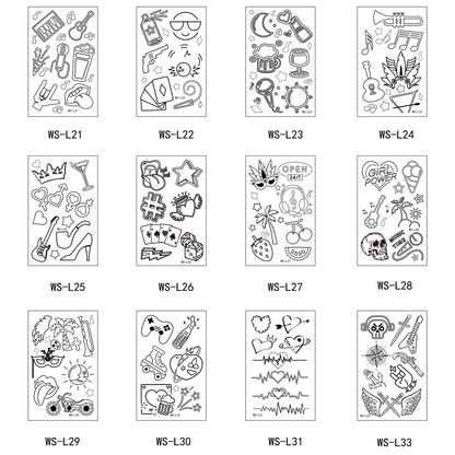 【Ready stock】kawaii Sexy tattoo stickers, fashion trends, nightclubs, bars, music festivals, carnival parties, tattoo stickers, fluorescent notes, luminous cool face stickers