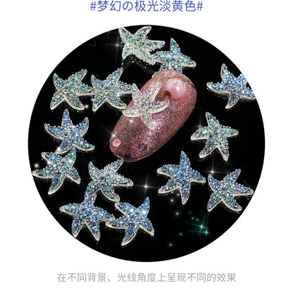 Aurora Starfish Shape Resin Rhinestone Japanese Style Nail Art Stickers DIY Jewelry