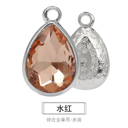 Korean Style Drop Shap Crystal Rhinestone Zine Alloy Pendant Girls Earring Ornament