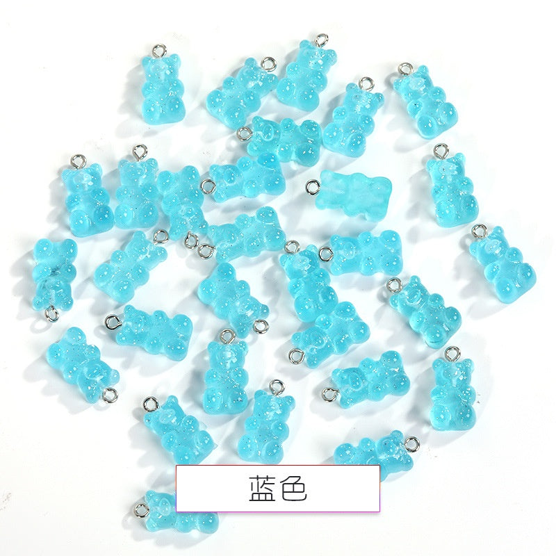 Cute Pendant Resin Bear Jelly Color Children's pendant phone case Diy handmade jewelry