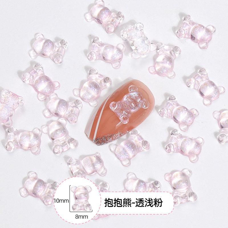 Transparent Bear Nail crystal Resin Cute Decorative Rhinestone DIY Nail Art Sticker