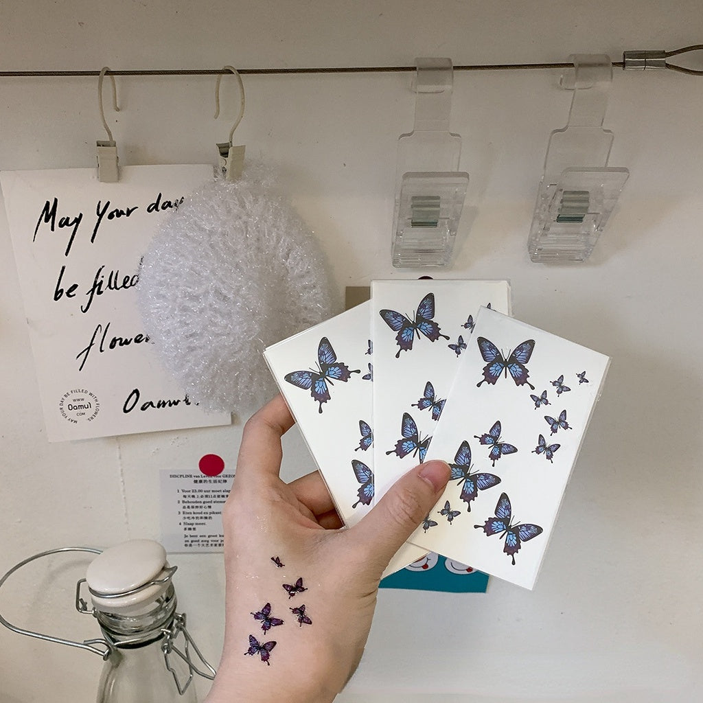 Tattoo Stickers waterproof Blue Butterfly Clavicle Temporary Arm Body