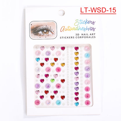 Cross-Border Hot Sell Face Rhinestone Diamond Sticker Eyebrow Eye Pad Forehead Face Decoration Acrylic Crystal Sticker Party Diamond Sticker