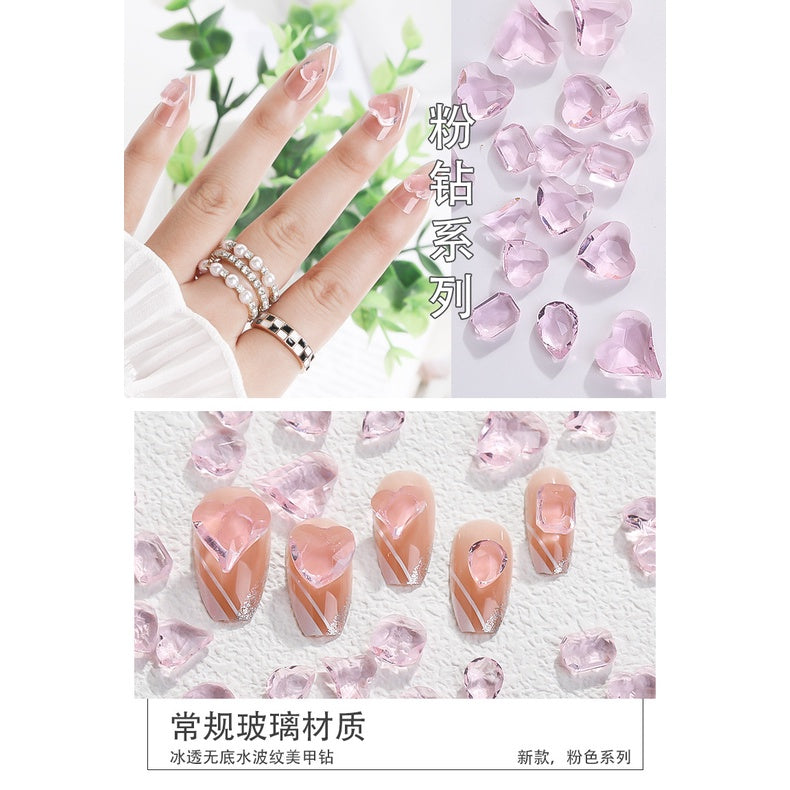 Korean Style Transparent Series Cute Heart Drop Shape Rhinestone DIY Decals Nail Shiny Crystals