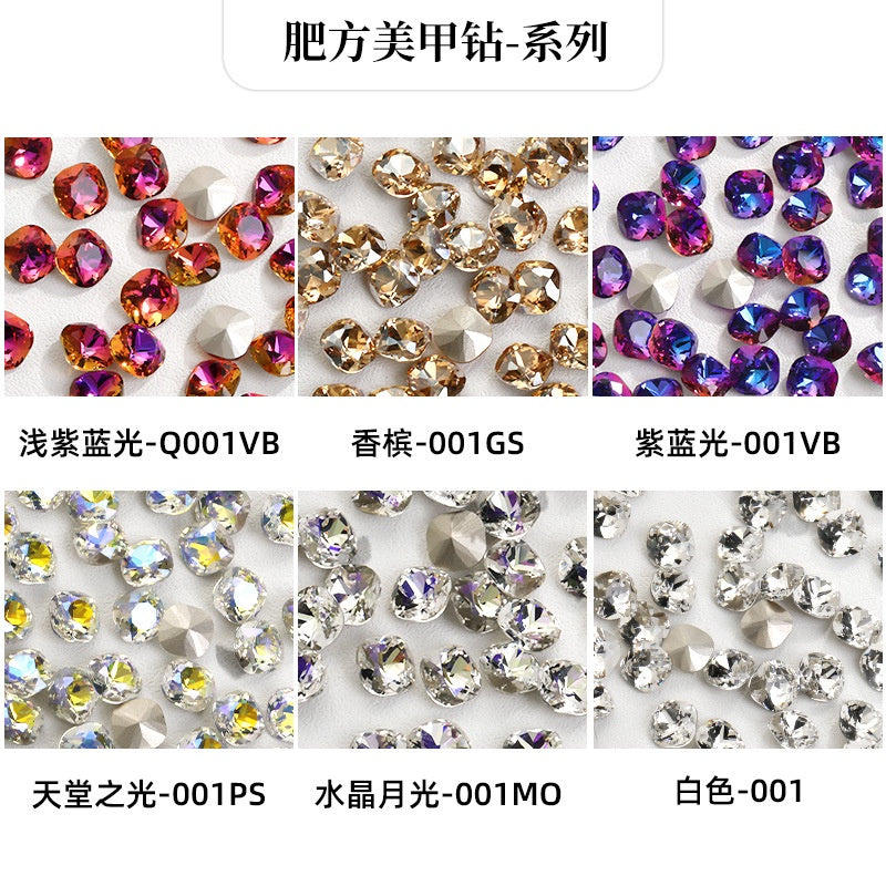 Square Pointed Bottoming Rhinestone Nail Art Deco Crystal Diy Square Cushion Shape Nail Art Deco Crystal Diy Diamond Nail Patch
