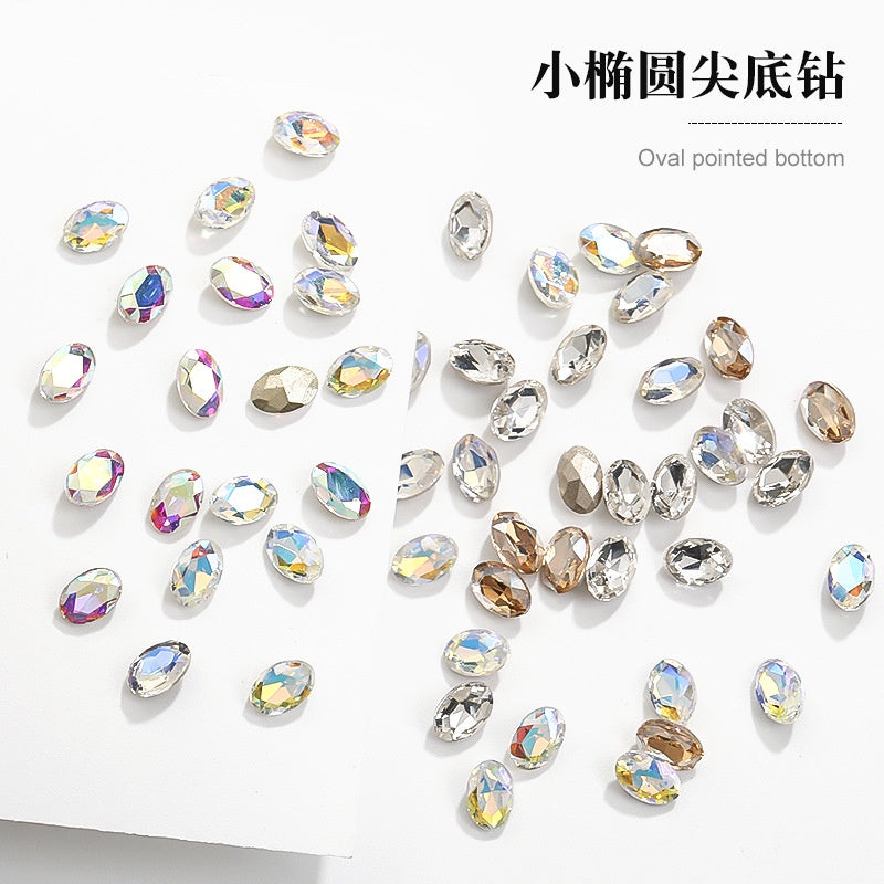 Korean style fancy Oval Pointy bottoming Rhinestone Nail art Crystal Girl Rhinestone nail art