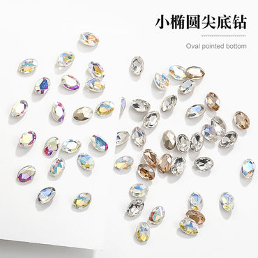 Korean style fancy Oval Pointy bottoming Rhinestone Nail art Crystal Girl Rhinestone nail art
