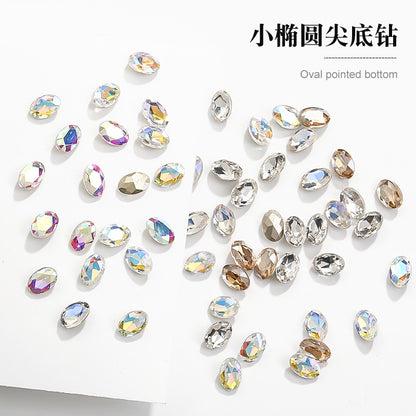 Korean style fancy Oval Pointy bottoming Rhinestone Nail art Crystal Girl Rhinestone nail art