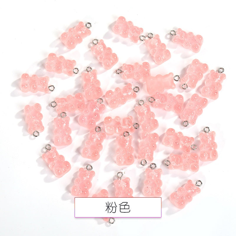 Cute Pendant Resin Bear Jelly Color Children's pendant phone case Diy handmade jewelry