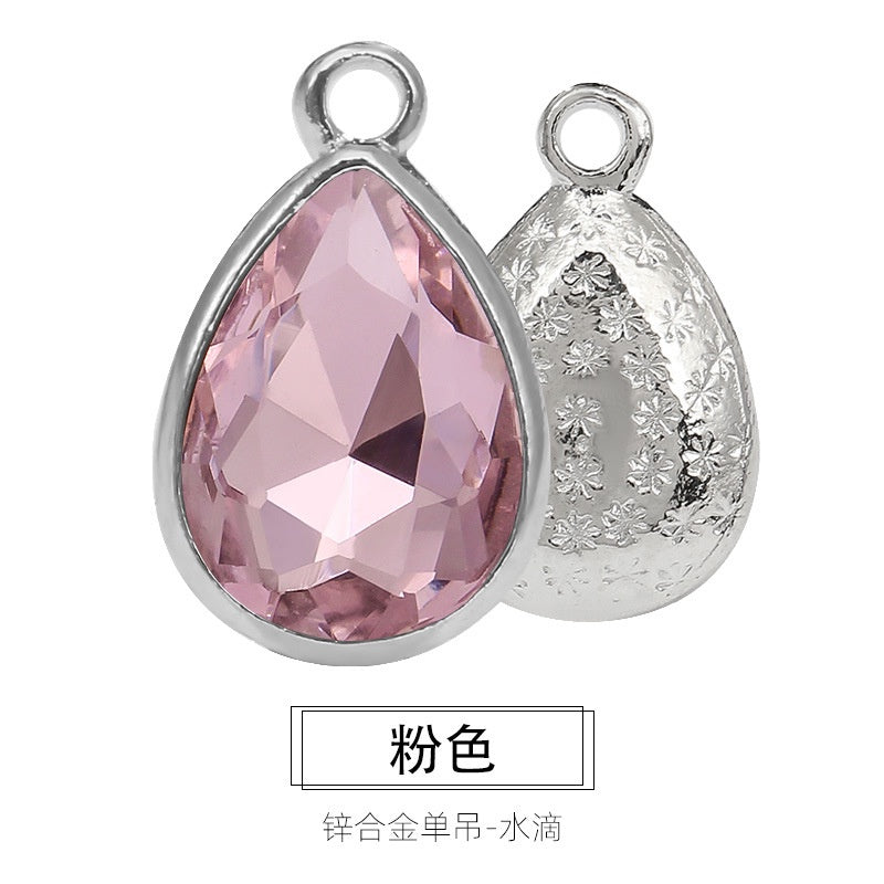 Korean Style Drop Shap Crystal Rhinestone Zine Alloy Pendant Girls Earring Ornament