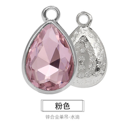 Korean Style Drop Shap Crystal Rhinestone Zine Alloy Pendant Girls Earring Ornament