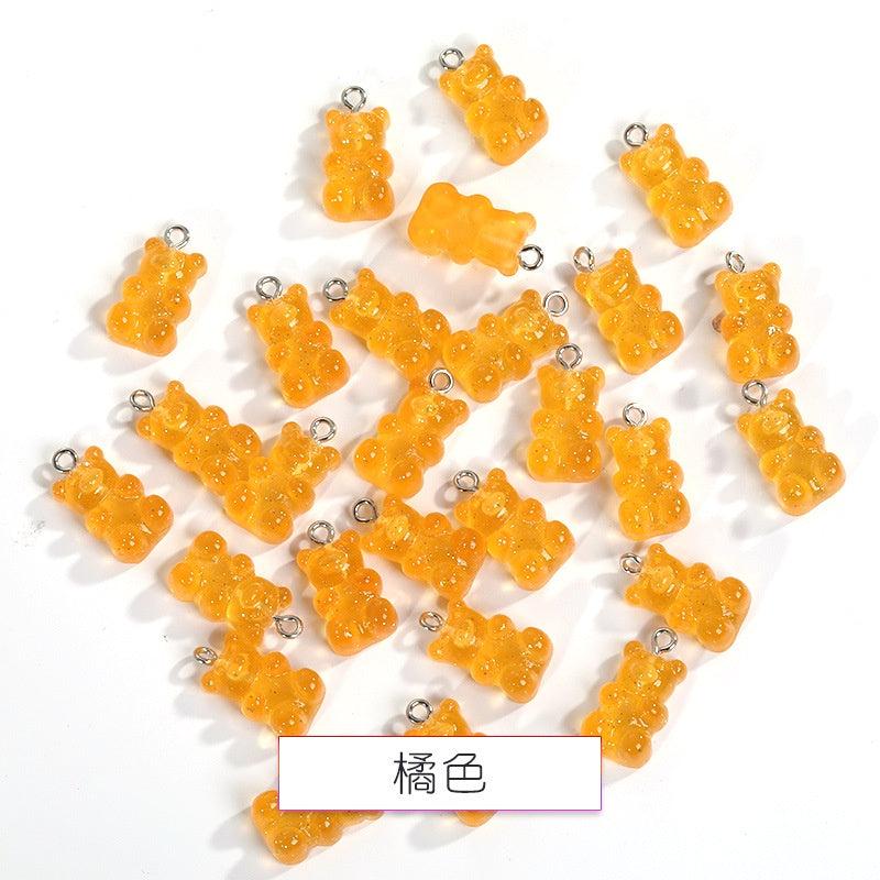 Cute Pendant Resin Bear Jelly Color Children's pendant phone case Diy handmade jewelry
