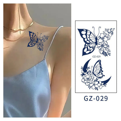 [Genuine goods in stock] New tattoo stickers trend non-reflective lifelike effect tattoo butterfly small fresh waterproof tattoo stickers for men and women Fashion accessories Kore