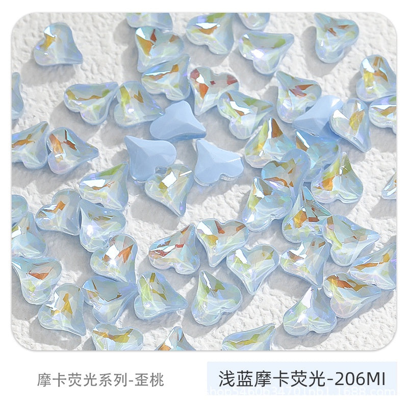 Nail Art Ornament Crystal 20pcs Sweet Heart Shap Mocha Fluorescence Color Jewelry Diy Rhinestone