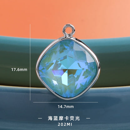 Korean Style Beauty Color Cushion Shaoe Alloy Crystal Rhinestone Pendant