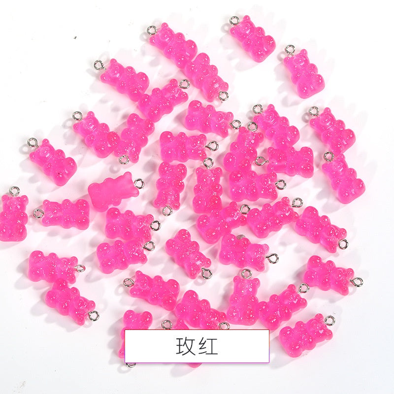 Cute Pendant Resin Bear Jelly Color Children's pendant phone case Diy handmade jewelry