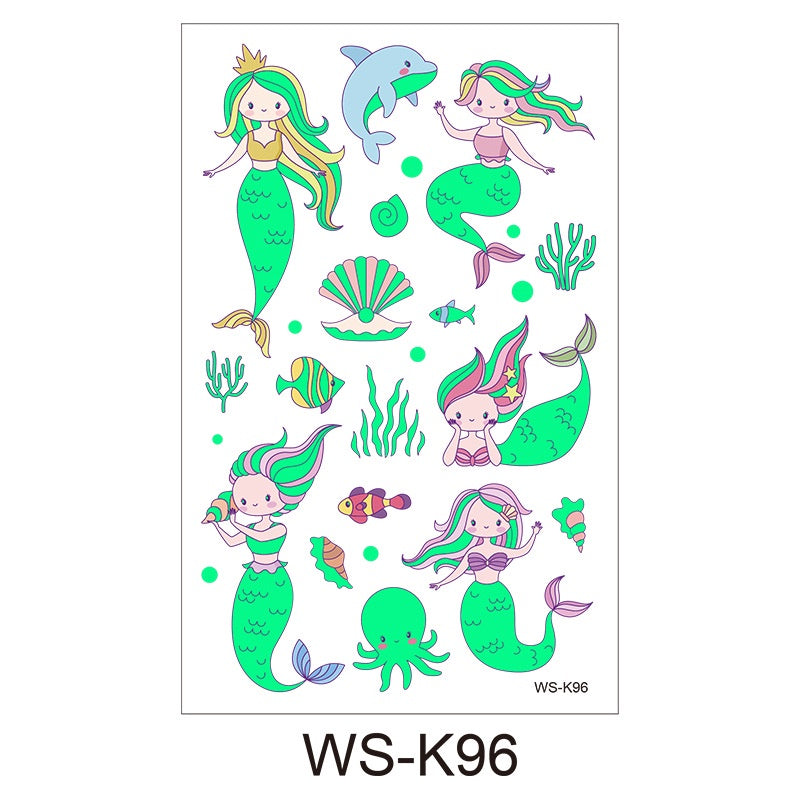 [Genuine goods in stock] Cartoon luminous tattoo stickers are durable, beautiful and fashionable. Personalized tattoo stickers include dinosaurs, mermaids,, luminous stickers