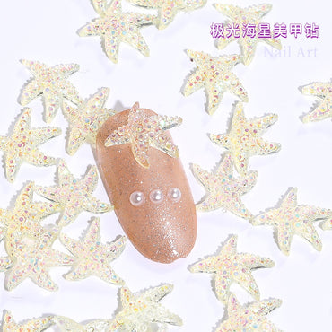 Aurora Starfish Shape Resin Rhinestone Japanese Style Nail Art Stickers DIY Jewelry