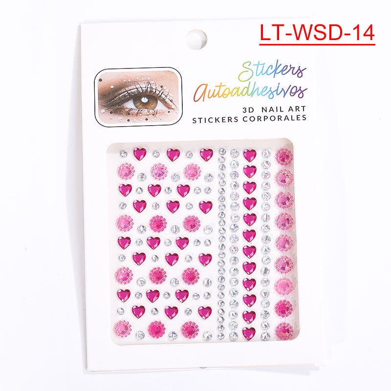 Cross-Border Hot Sell Face Rhinestone Diamond Sticker Eyebrow Eye Pad Forehead Face Decoration Acrylic Crystal Sticker Party Diamond Sticker